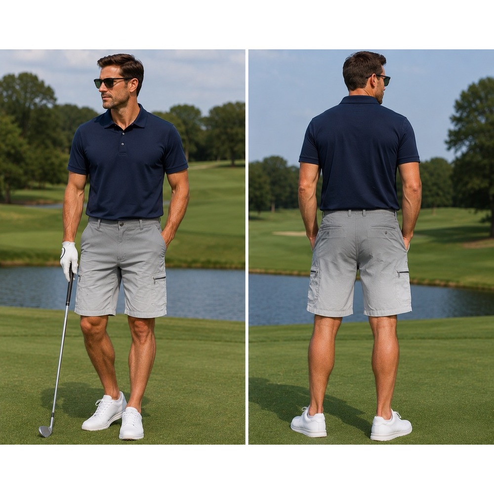 Chaps Golf Cargo Shorts Mens 38 Gray Performance Stretch Utility Casual